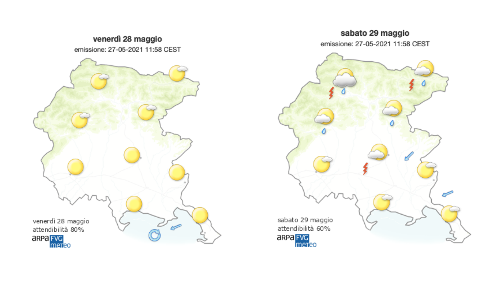 Sole e caldo sul Goriziano, soffiano venti di brezza sulla regione